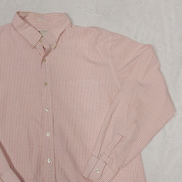 J Crew Shirt Men's Size XL Orange White Plaid Button Down Long Sleeve Casual - Picture 3 of 12